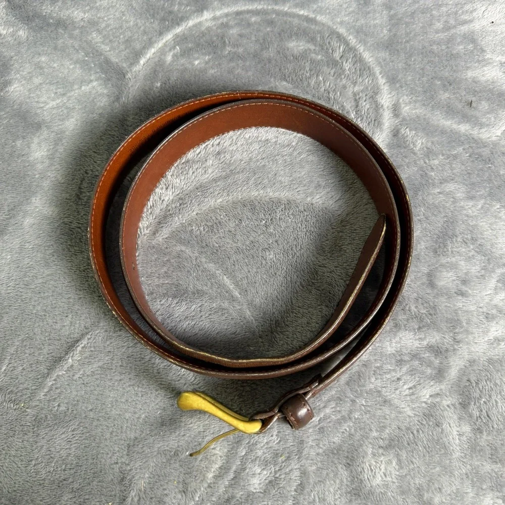 Vintage Coach 5950 Mens 36 Brown Burnished Cowhide Leather Belt Brass Buckle USA